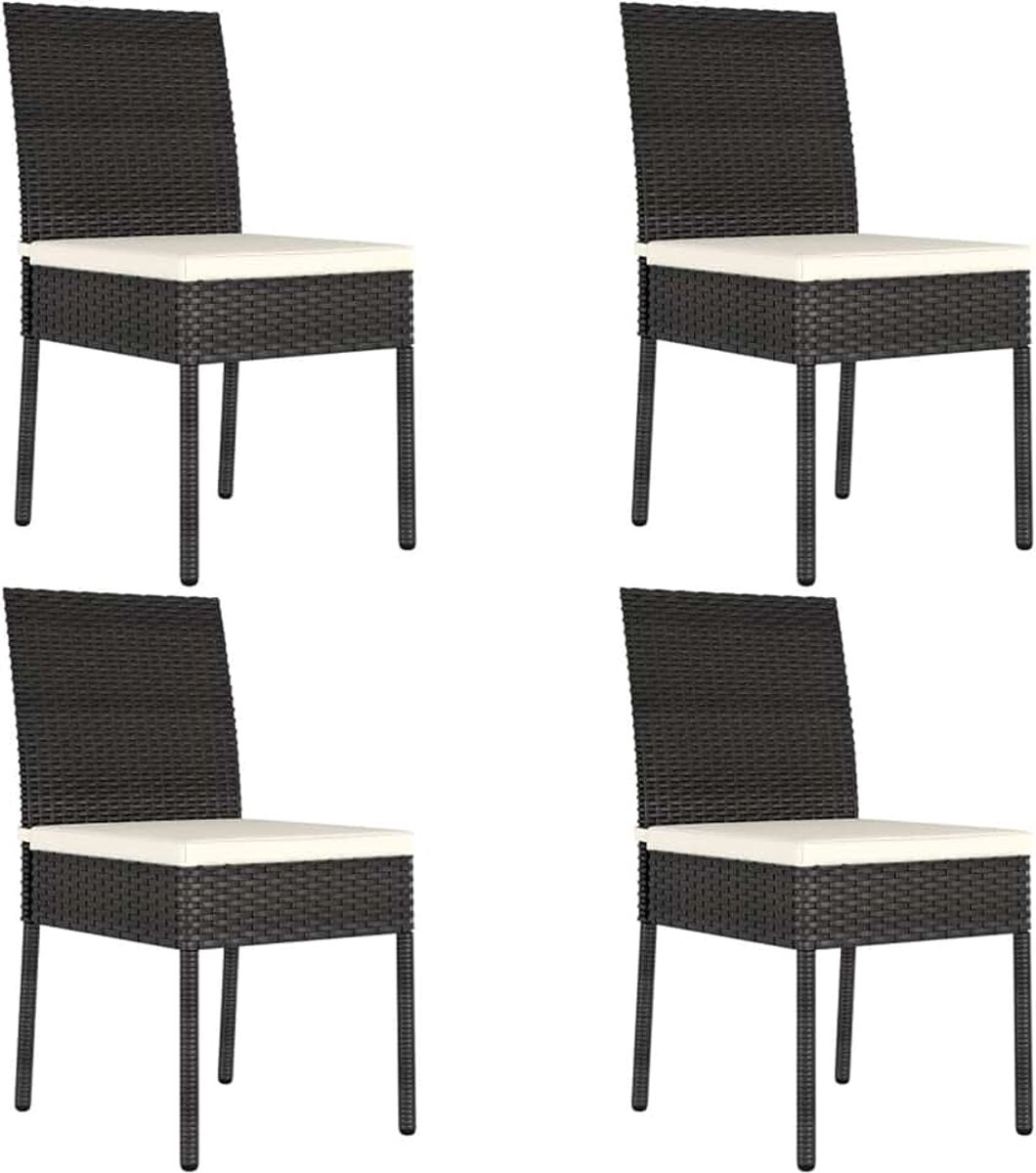 Tuin eetkamer stoelen voor buiten rotan tuin eetkamer stoelen 1# 4 stuks polyrotan zwart