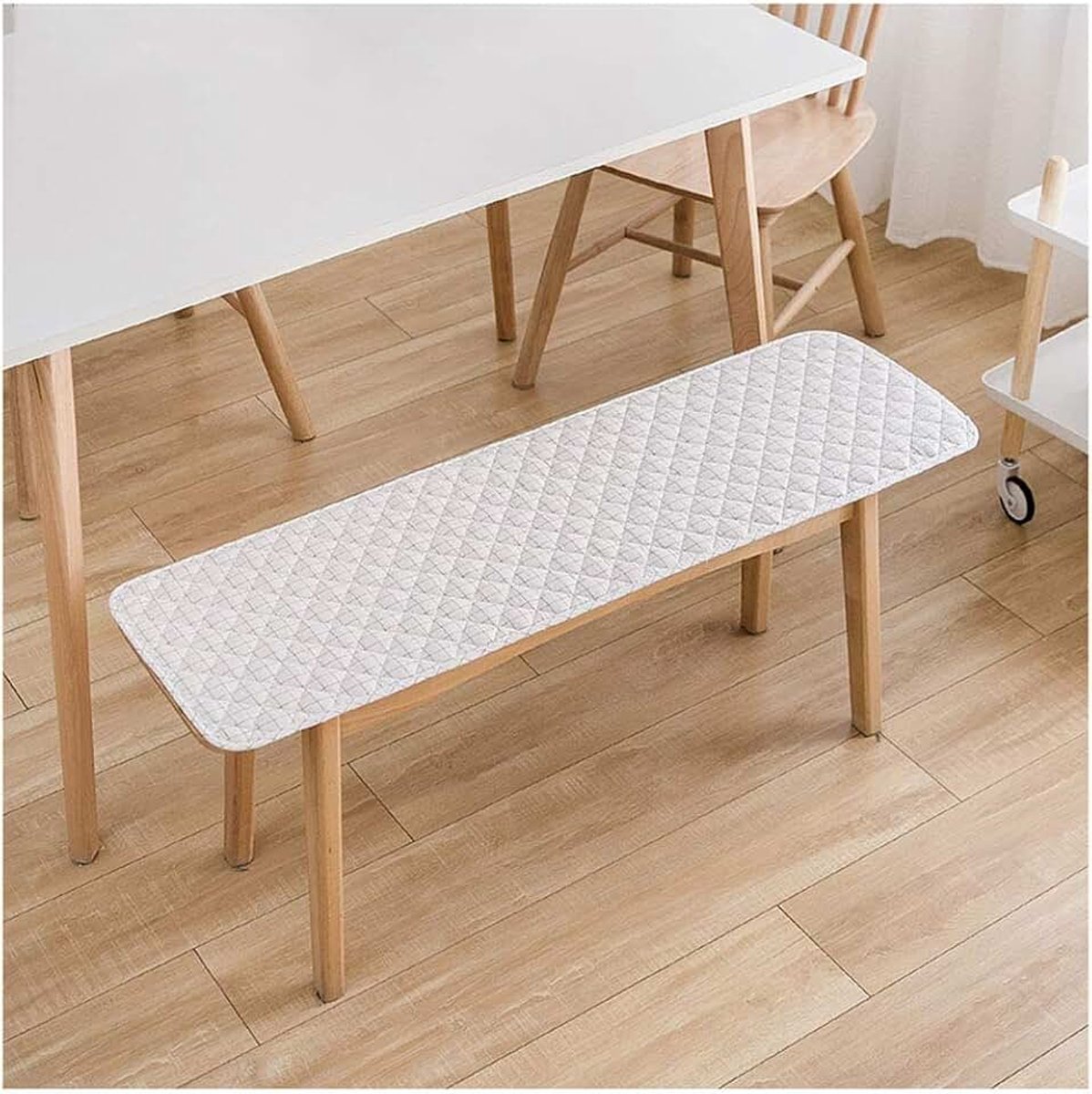Wangk Rechthoek bankkussen, ultra zacht niet-slip zitkussen dikker spons bankkussen voor binnen buiten tuin bank terraskussen | bankmeubilair outdoor 2-zitskussen-wit 120 × 30 cm (47 × 12 inch)