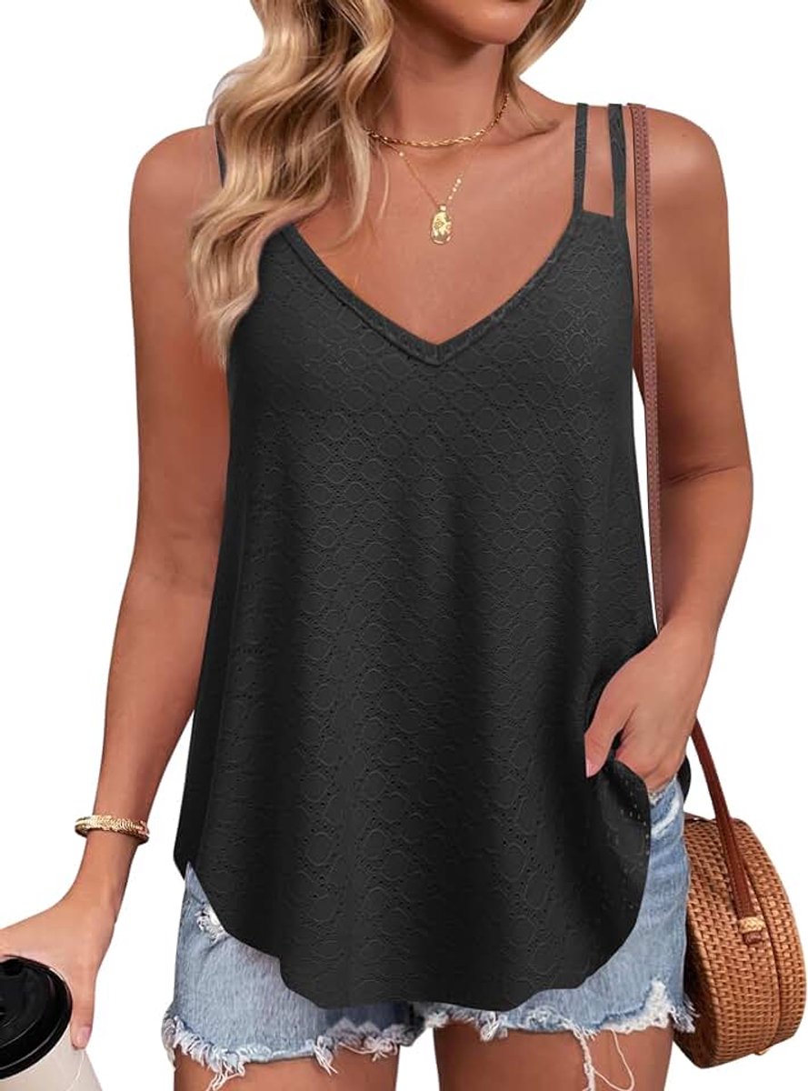 Tanktop voor dames, mouwloos bovenstuk, spaghetti tops, V-hals, losse cami, blouse, shirt, blouses, S-XXL