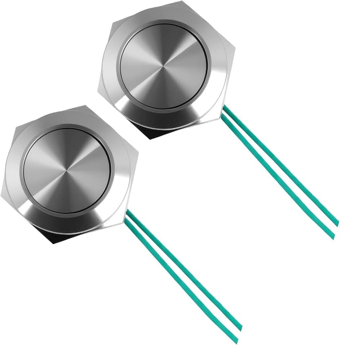 Roestvrijstalen drukknoppen, roestvrij, IP67 waterdicht, inbouwdiameter Ø 19 mm, voor buiten en binnen, lange levensduur van machine, touch-schakelaar, drukknop, 12 V, 2 stuks