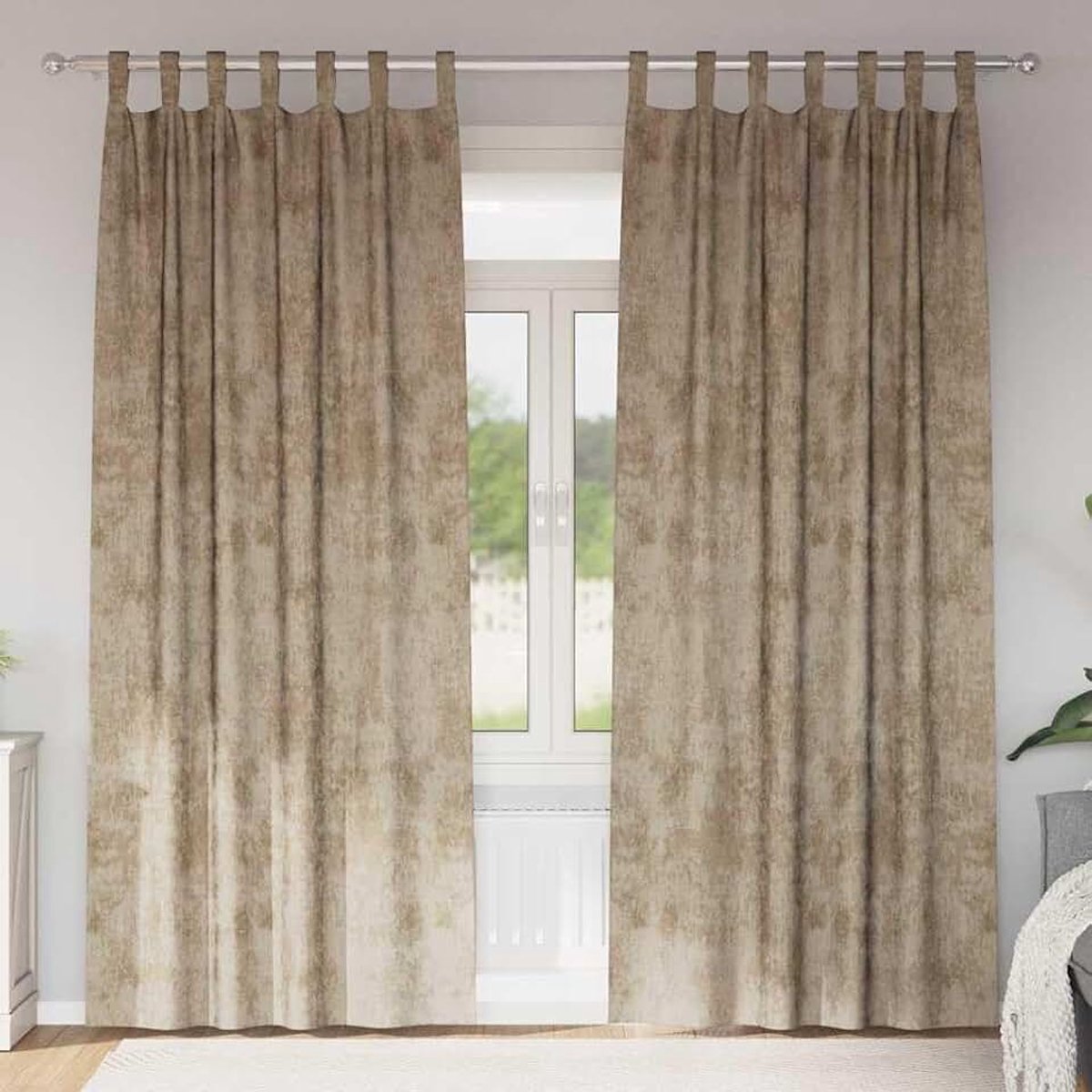 Gordijnen, 2 stuks, champagne, 245 x 140 cm, verduisterende gordijnen met thermische isolatie, inkijkbescherming voor woonkamer, slaapkamer, handmatige bediening, modern