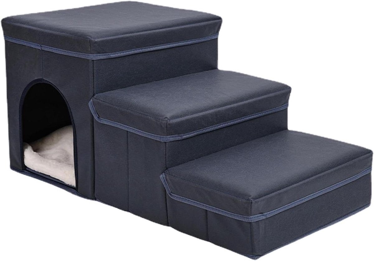 Huisdier Trap - Hondenladder Bank - Huisdier Mobiliteit - Afneembare Anti-slip Pads - 68 x 35 x 33 cm - Donkerblauw