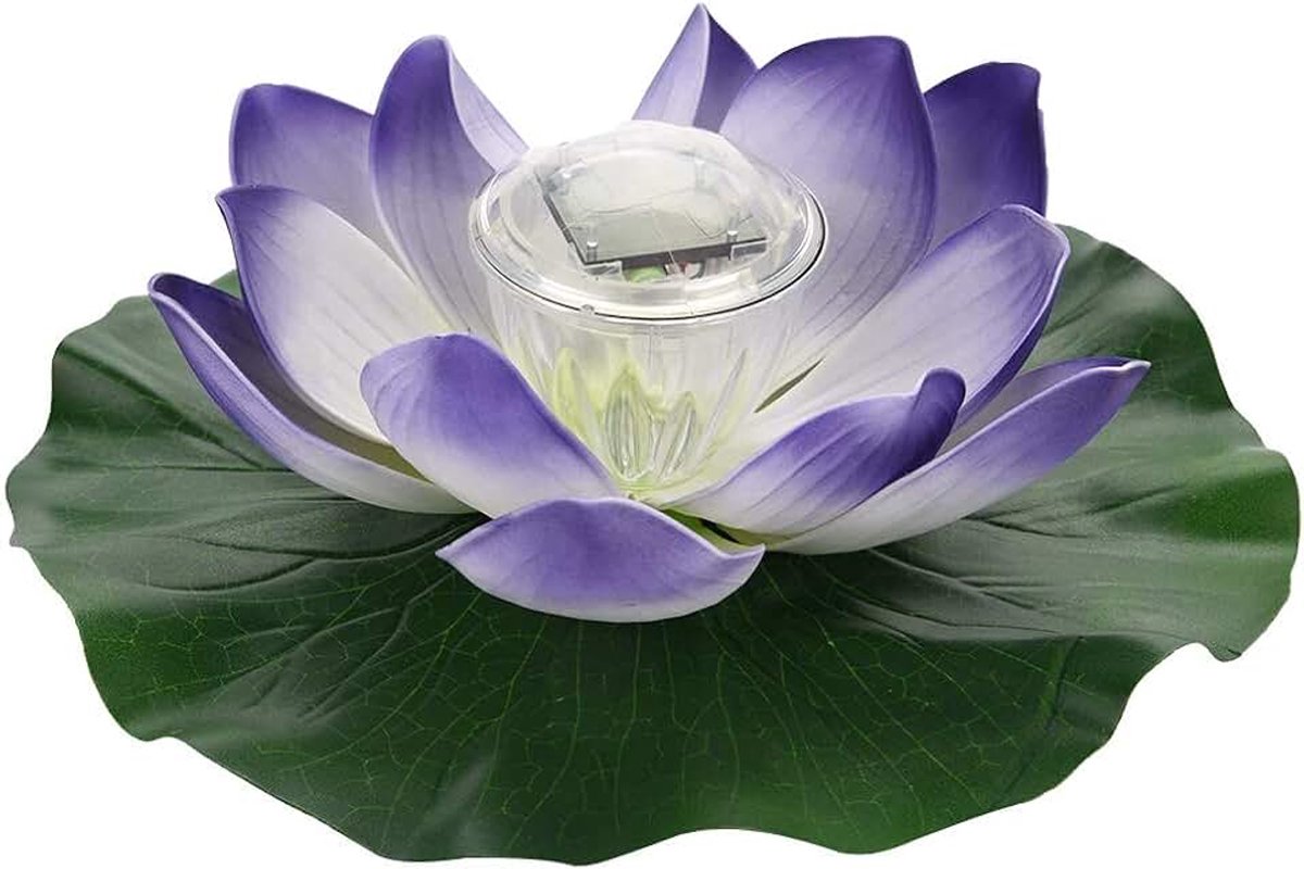 Solar Power Multi-Colored LED Kleur Veranderende Lotus Foam Bloem Lamp Outdoor Zwem Tuin Zwembad Vijver Licht Herbruikbare VERPAKKING socialme-eu (Kleurrijk Paars)