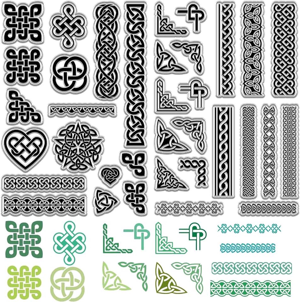 2-delige Keltische knoop heldere rubberen stempels Drie-eenheid knoop herbruikbare transparante siliconen stempelzegels Vintage voor St. Patrick's Day Journaling Kaart maken Decor DIY