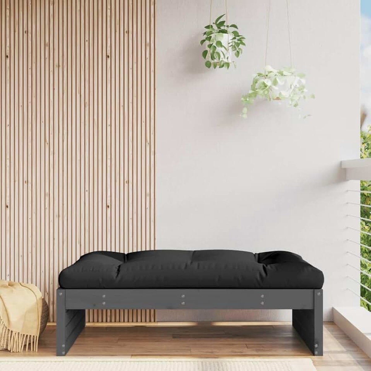 Tuinkruk van massief grenenhout, grijs, 120 x 80 cm, tuinmeubelkruk, salontafel, pallets, tuin, pallets, buiten, voetenbank, pallets, terras, binnen, type 1