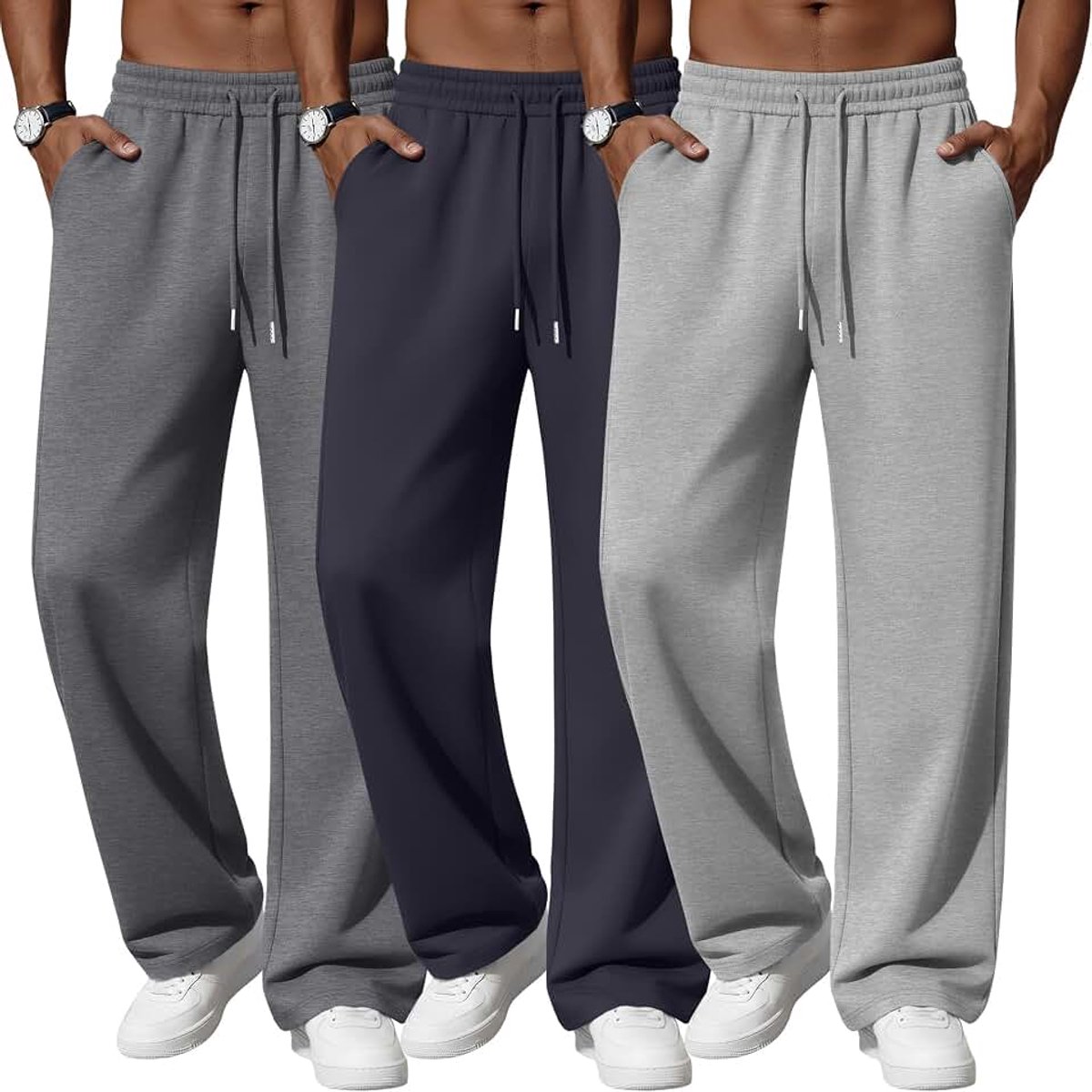 Broeken: Lichtgewicht, Wijde Joggingbroek Met Open Pijpen en Trekkoord, Casual Model Met 3 Zakken