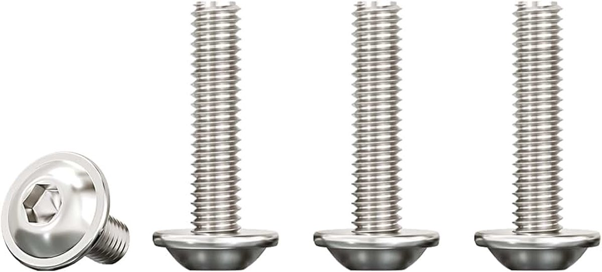 Lenskopschroeven met binnenzeskant en flens M5 x 25 mm, 20 stuks mechanische bouten roestvrij staal A2 V2A schroeven volledig metrische volledige schroefdraad