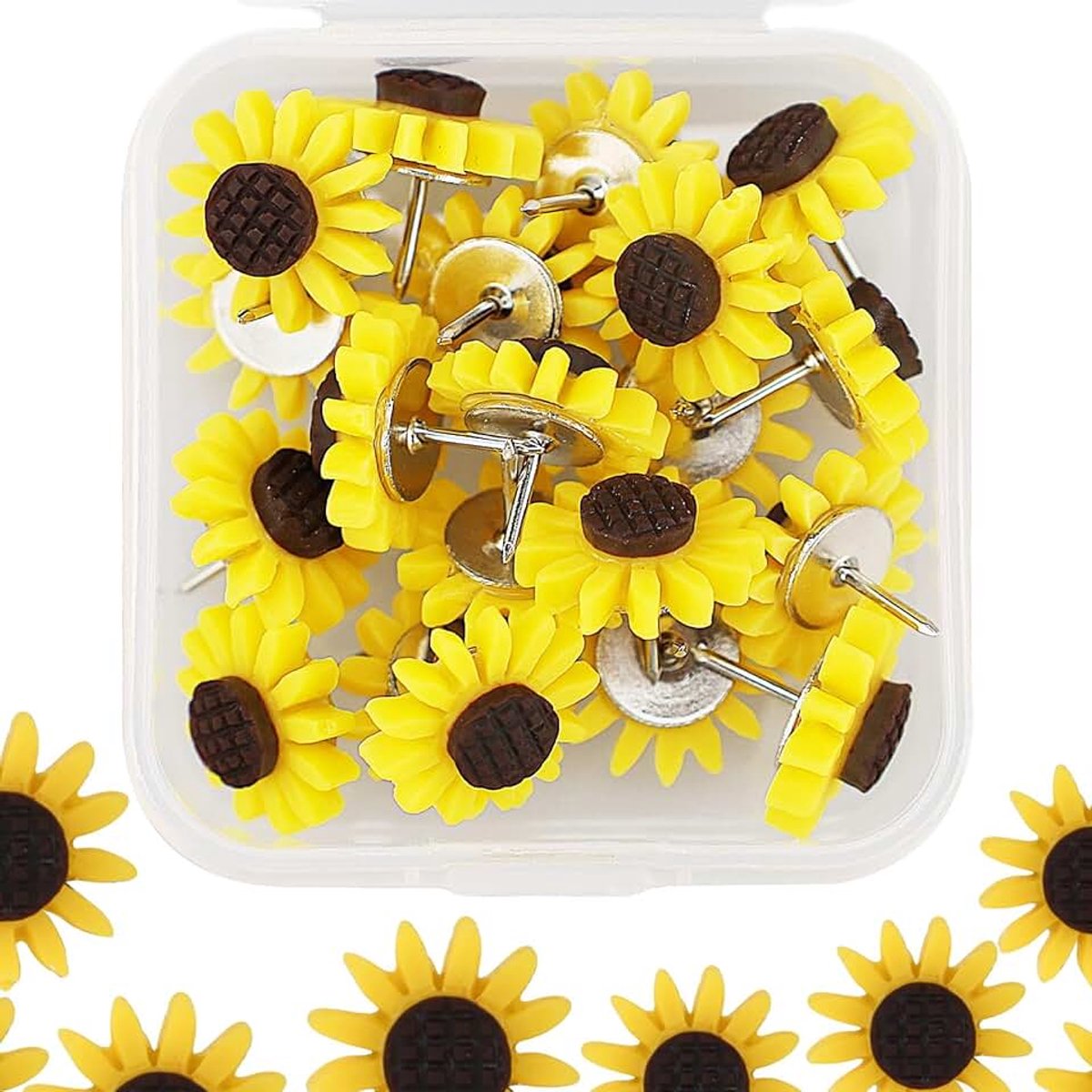 20Pcs Hars Zonnige Zonnebloem Decoratieve Push Pins voor Kurk Board, Tekening, Fotomuur, Bulletin Board
