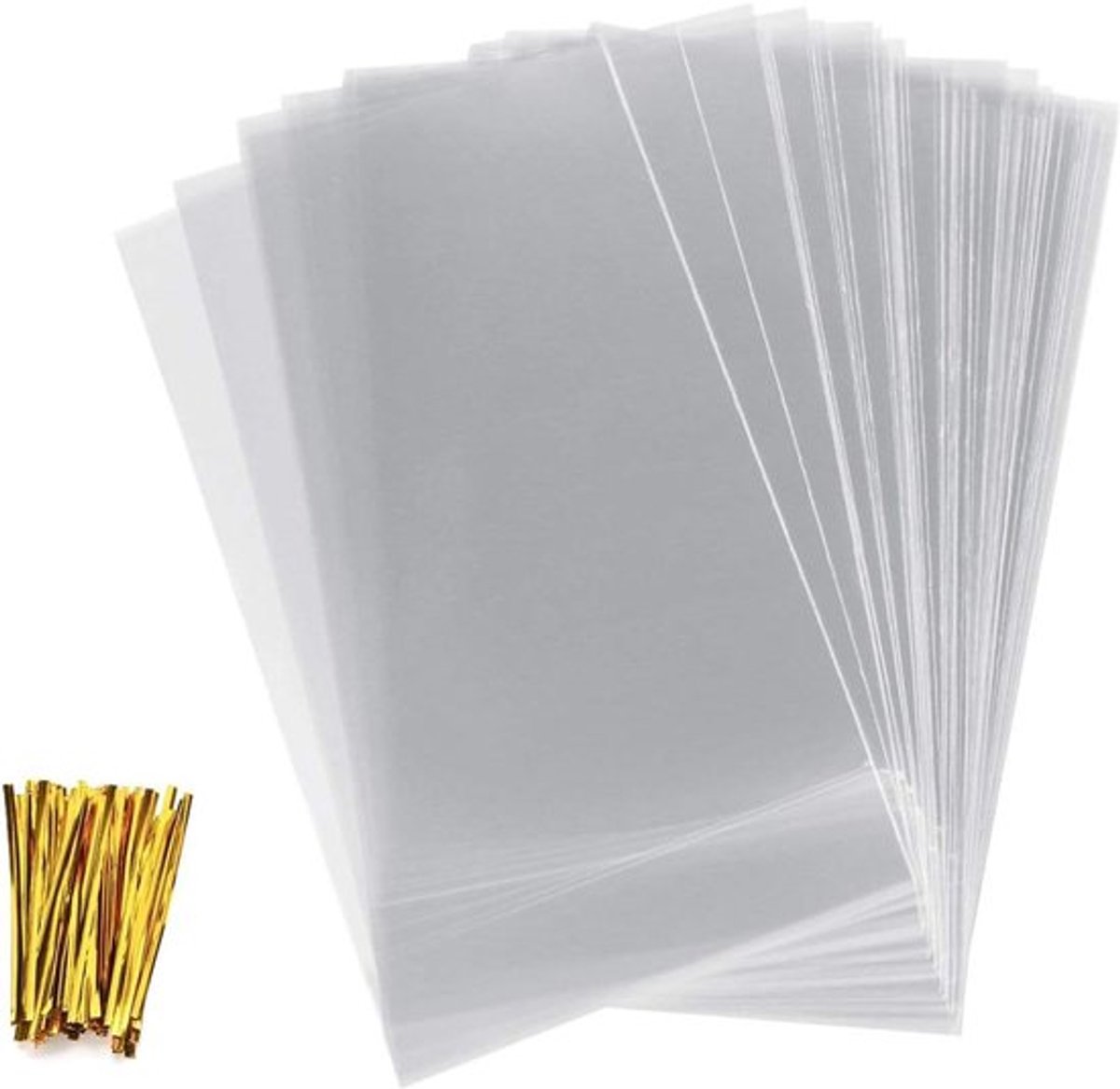 Bodemzakjes 180 x 300 mm - 100 stuks - Transparante zakjes met metalen bindbanden - Koekjeszakjes - Gebakzakjes - Foliezakjes