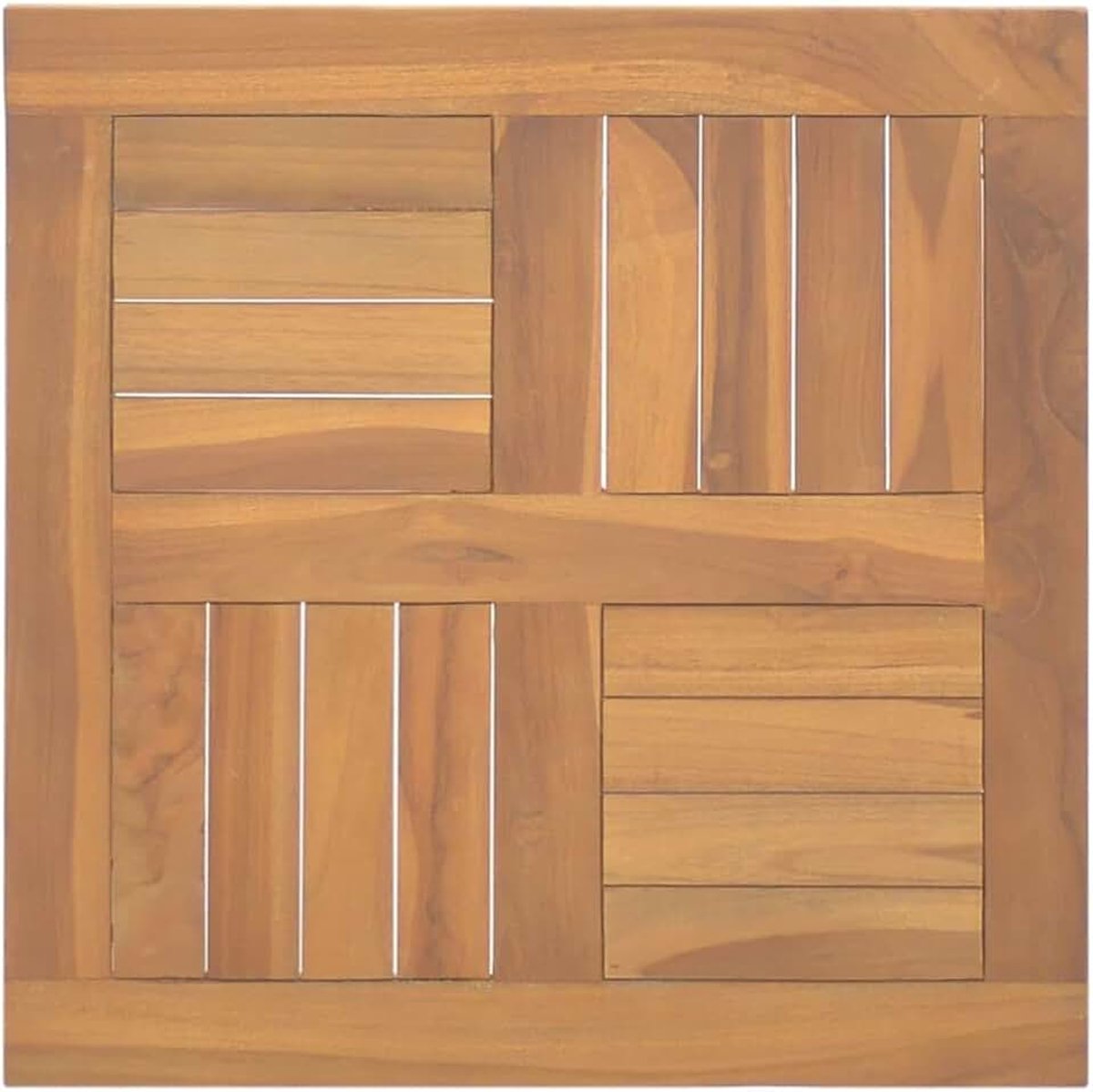 Vierkant tafelblad 50 x 50 x 2,5 cm, massief houten teak, vervangend tafelblad, tafelblad, bureau, bureaublad, aanrecht