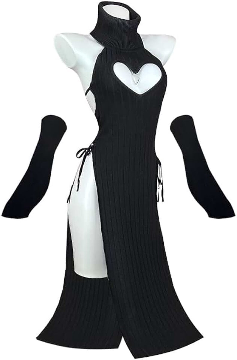 Love Cheongsam kostuum Wit/Zwart premium trui cosplay lingerie Love Cheongsam succubus lingerie