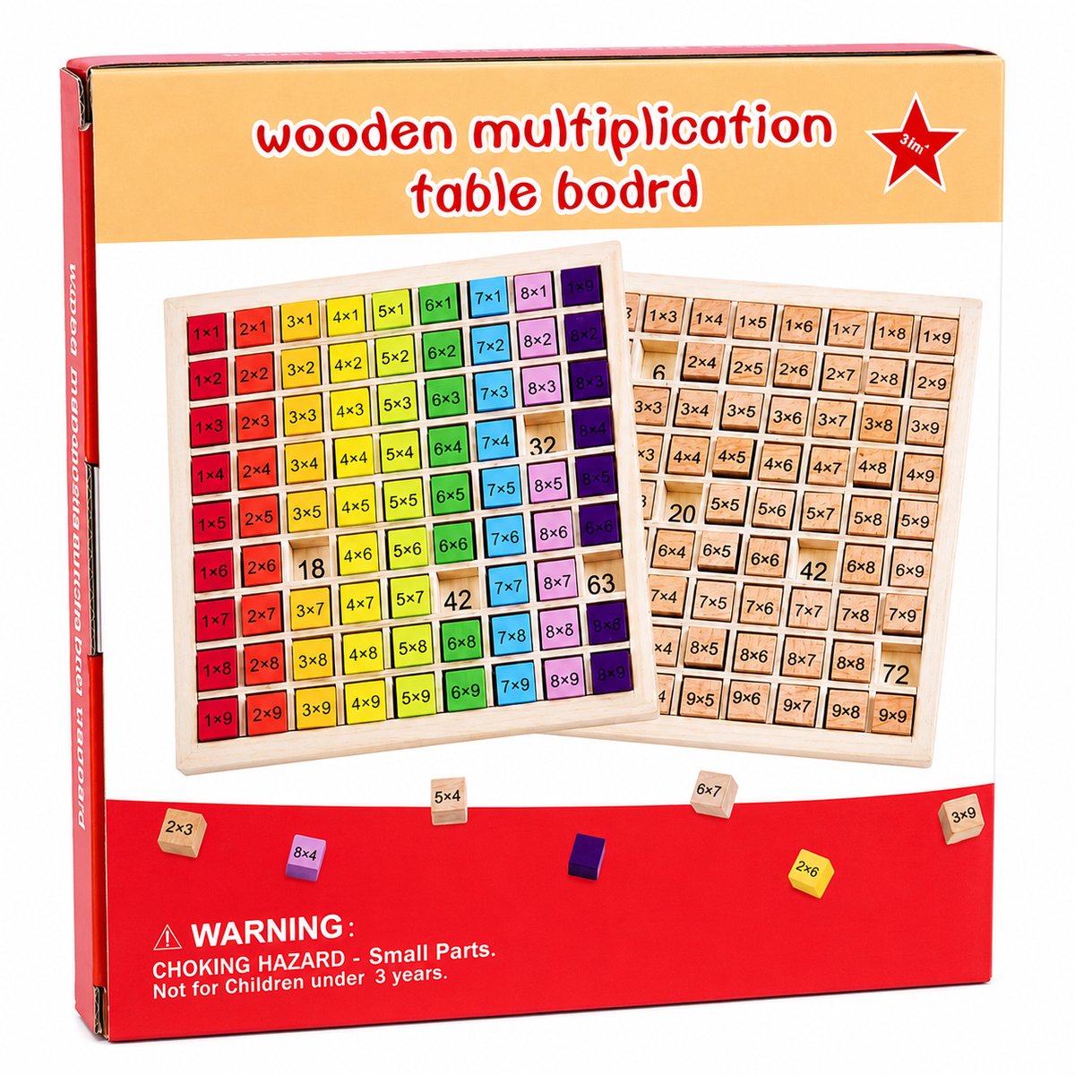 Tafels Leren Houten Leerbord – Vermenigvuldigen & Keersommen – Educatief Speelgoed – Montessori Rekenspel – 2-in-1 Rekenen en Bouwspel