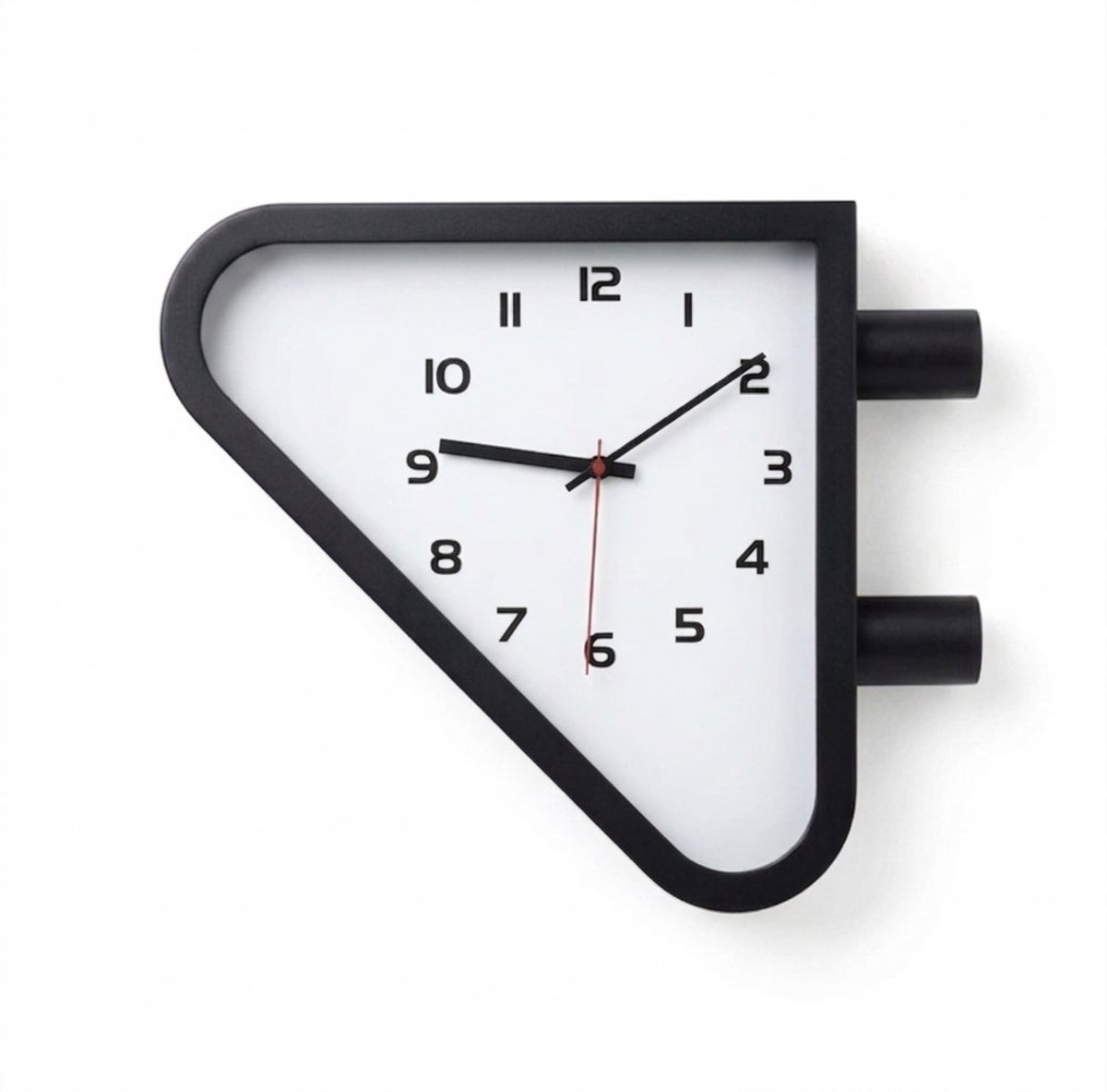 Dubbelzijdige Wandklok | Driehoekige Retro Hoekklok | Stationsklok Design Zwart