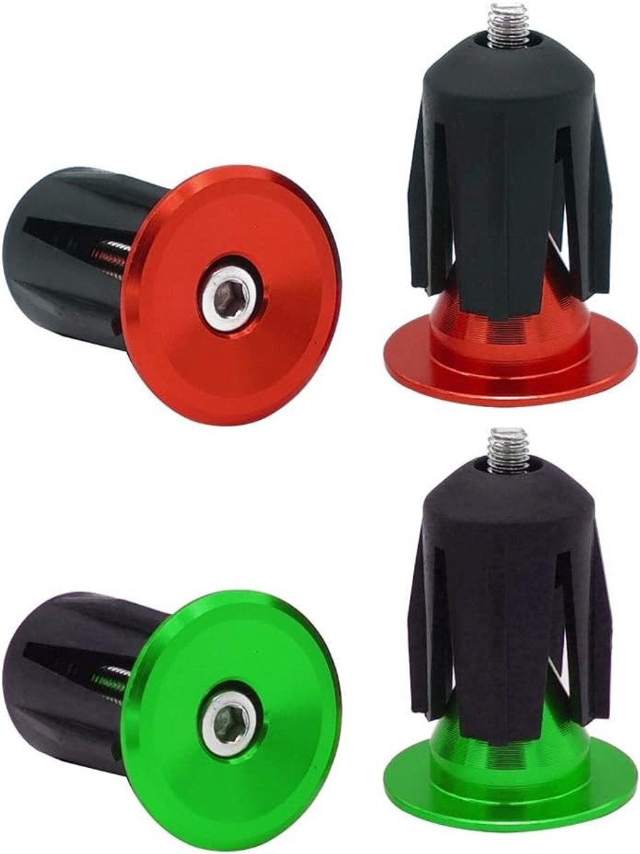 Handlebar caps voor fietsen, mountainbikes en BMX - 2 paar in rood en groen voor optimale grip en stijl