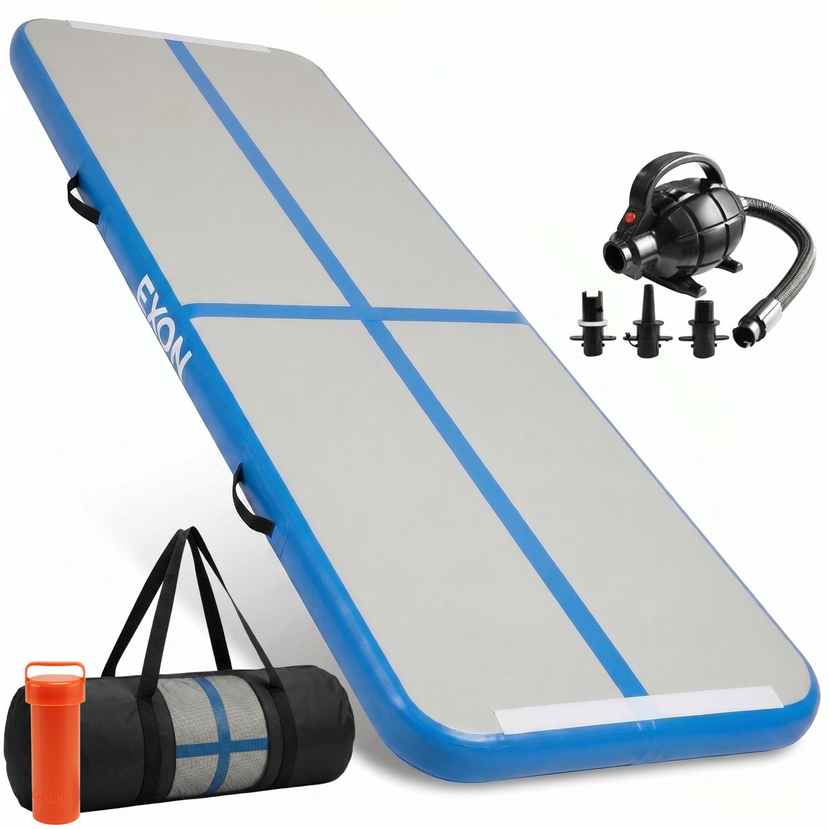 Exon® AirTrack Pro 3 Meter - Turnmat - 300x100x10 CM - Sporten - Buiten & Binnen - Turnen - Waterproof - Incl. Elektrische Pomp - Blauw