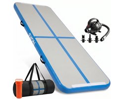 Exon® AirTrack Pro 3 Meter - Turnmat - 300x100x10 CM - Sporten - Buiten & Binnen - Turnen - Waterproof - Incl. Elektrische Pomp - Blauw