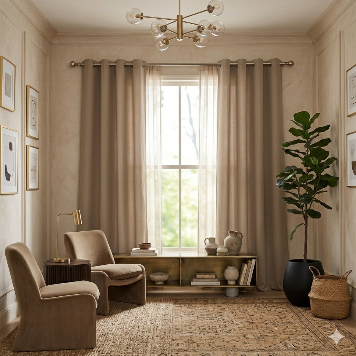 Maison Elara Thermische Gordijn met Oogjes - Blackout Curtains Raamstof Draperies Zwaar - Lichtblokkend, 140 x 245 cm, Cappuccino, 2 Panelen