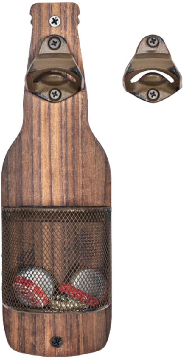 Dailygoods - Wandgemonteerde Houten Bierflesopener - Ideaal Cadeau voor Bierliefhebbers