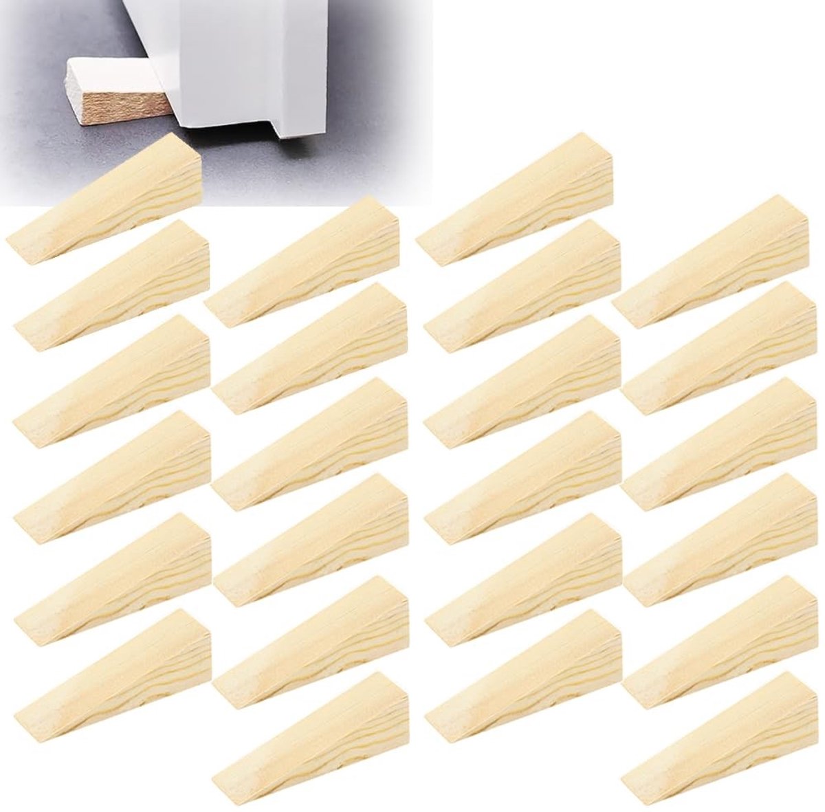 Dailygoods - Houten Deurstopper Wiggen - 24 Stuks Antislip Hardhout