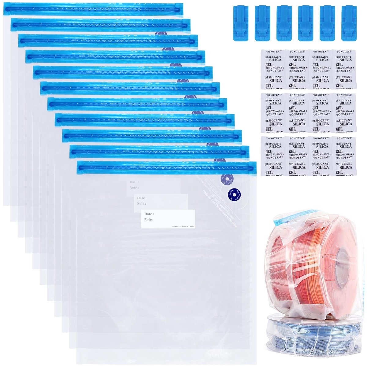 Dailygoods - 12 Stuks 3D-Printer Filament Vacuümzakken - Voor Effectieve Opslag en Bescherming