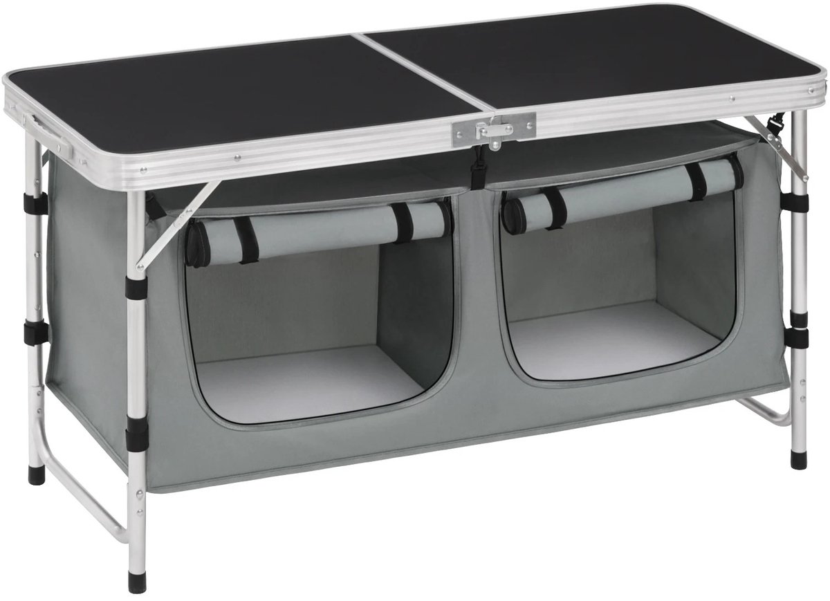 LUMÉ STORE Campingtafel - Klaptafel - Vouwtafel - Tuintafel - Reistafel - Verstelbaar - Opbergtas - 6 Personen - 120x47cm - Zwart