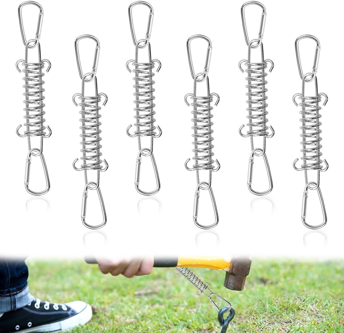 Dailygoods - 4 Stuks Veergesp van Roestvrij Staal - Sterke Karabijnhaken voor Outdoor Activiteiten