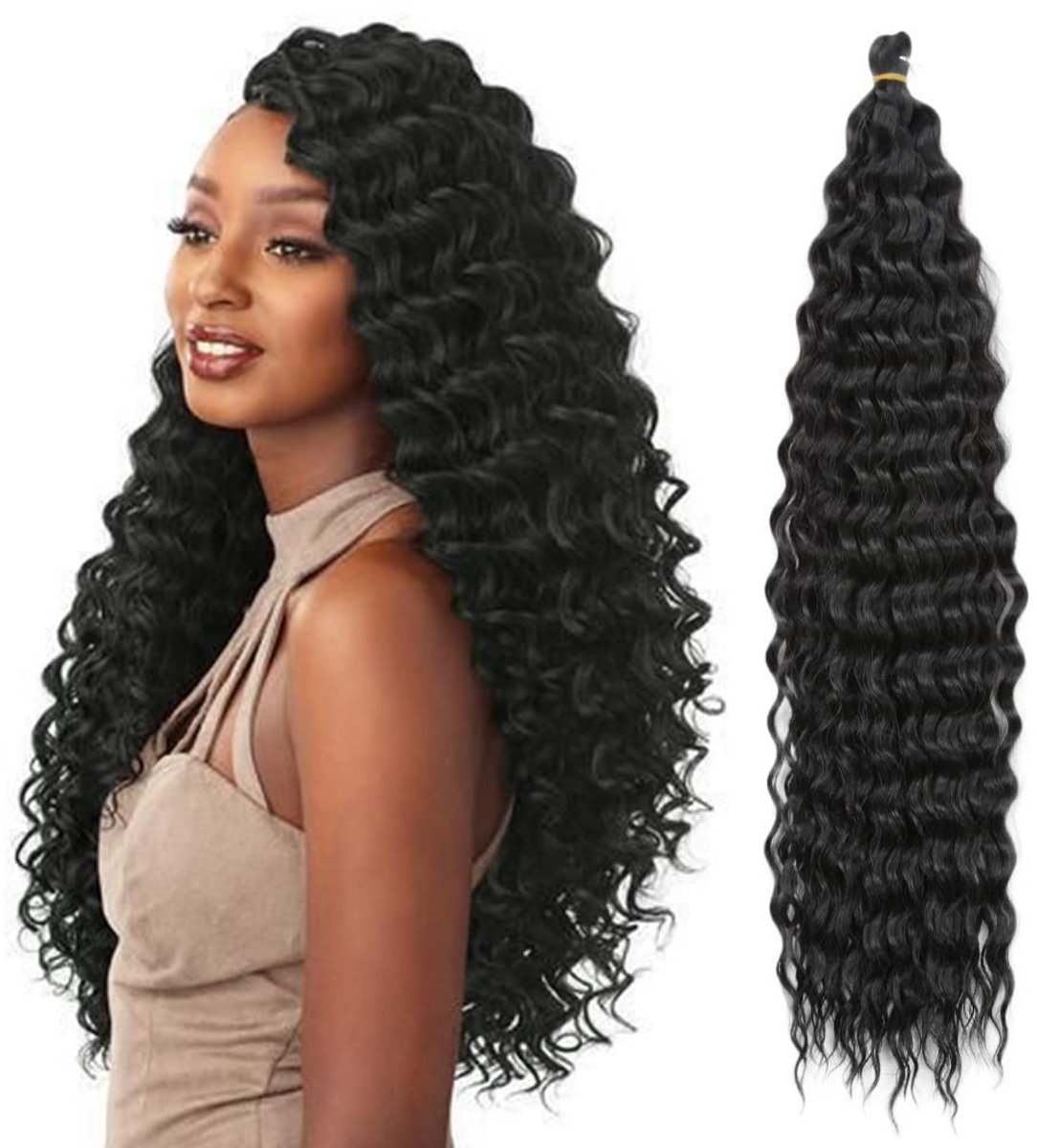Dailygoods - 22 Inch 3 Packs Deep Twist Crochet Hair - Ocean Wave Curly Bohemian Haarbundels