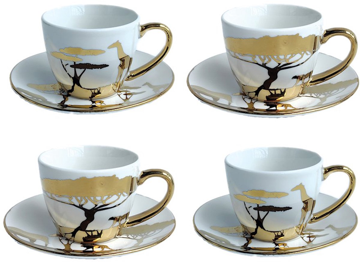 Dorée Savanne Koffiekopjes en Subassess - set van 4