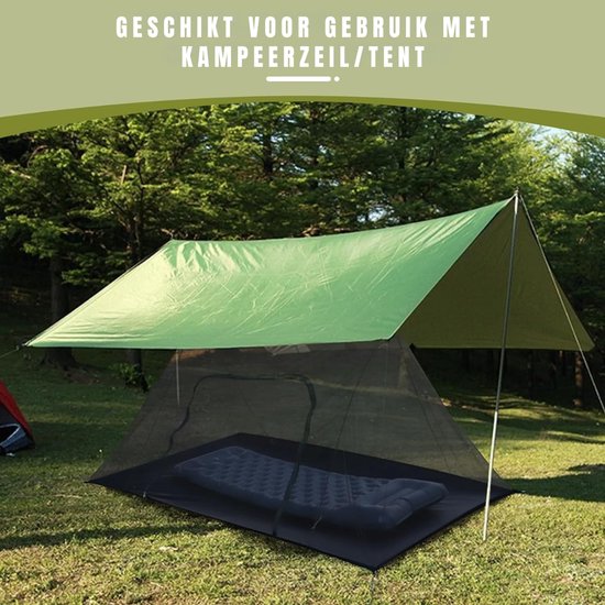 QIN® Klamboe Tent - Pop Up Tent - Inclusief Opbergtas - Lichtgewicht - Waterdichte Muggen Tent met Ritssluiting - Zwart - 240cm x 140cm x 110cm van Qin — afbeelding 2
