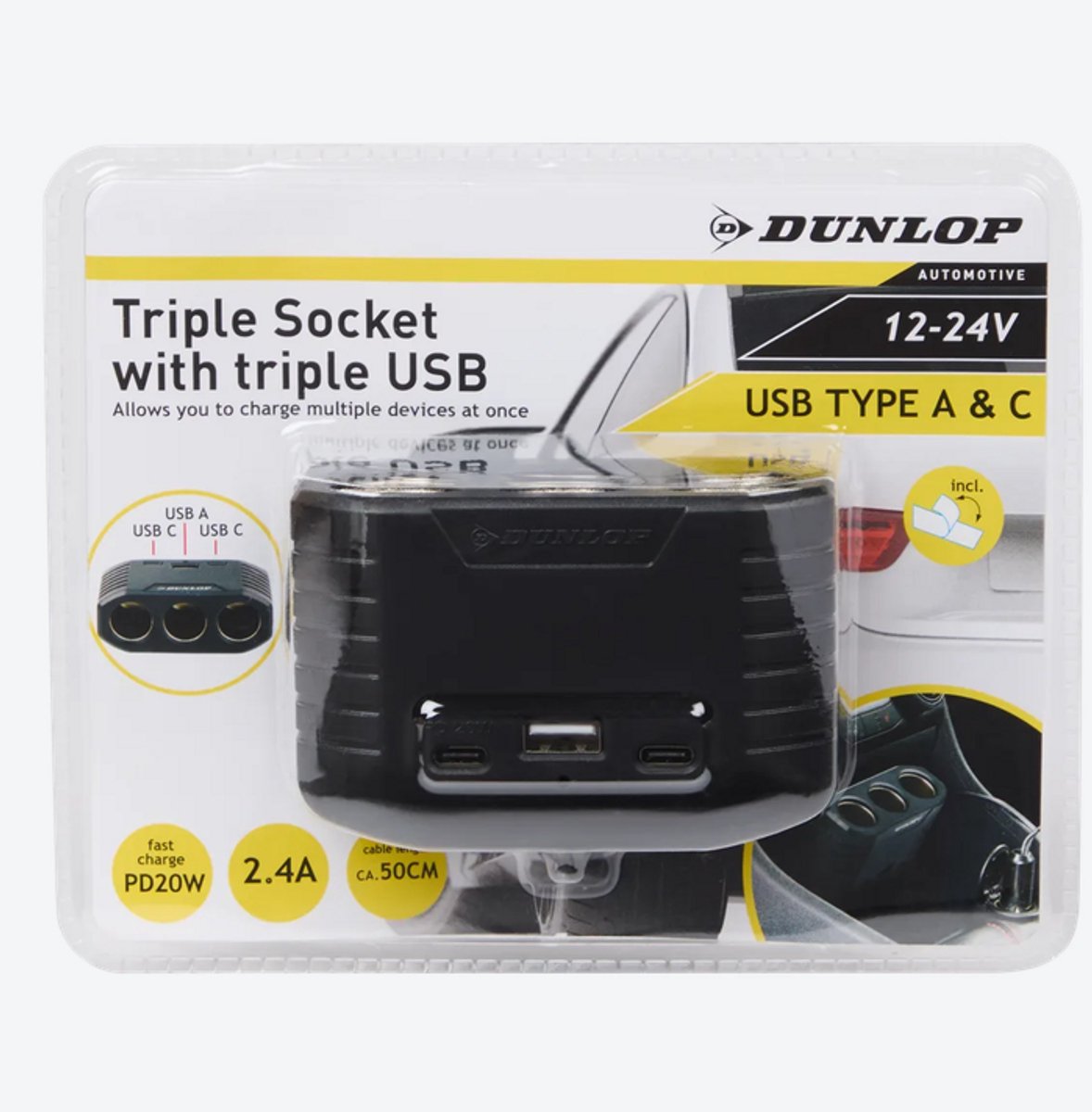 Dunlop autostekker USB-A & USB-6