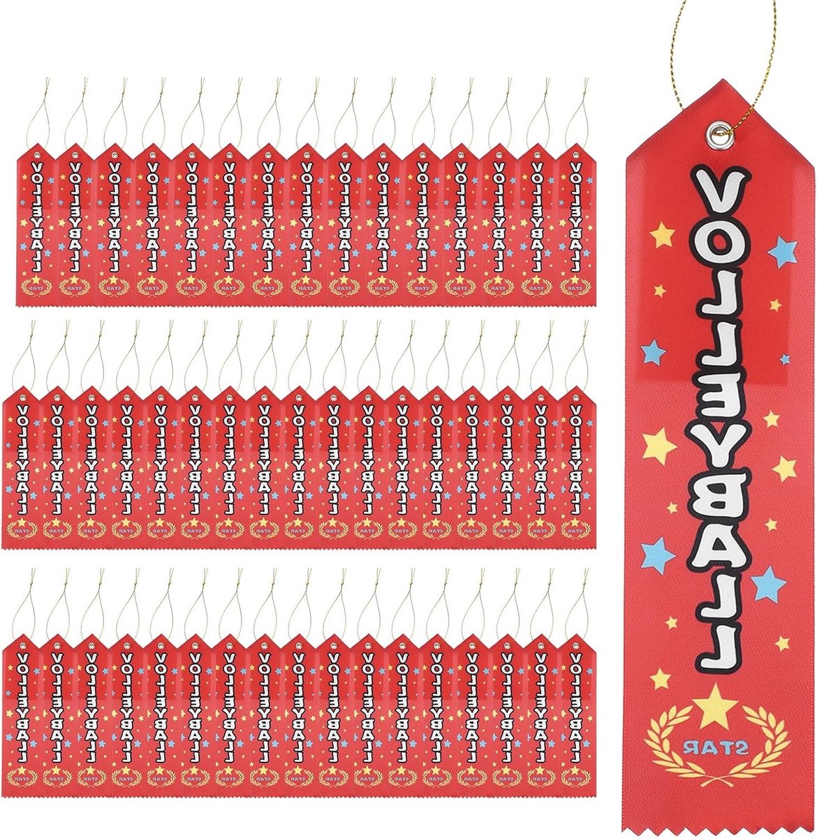 200 Stuks Deelname Medailles Ribbons voor Volleybal en Voetbal, 5 cm Breed, Rode Winnaarslinten voor Sportevenementen en Competities