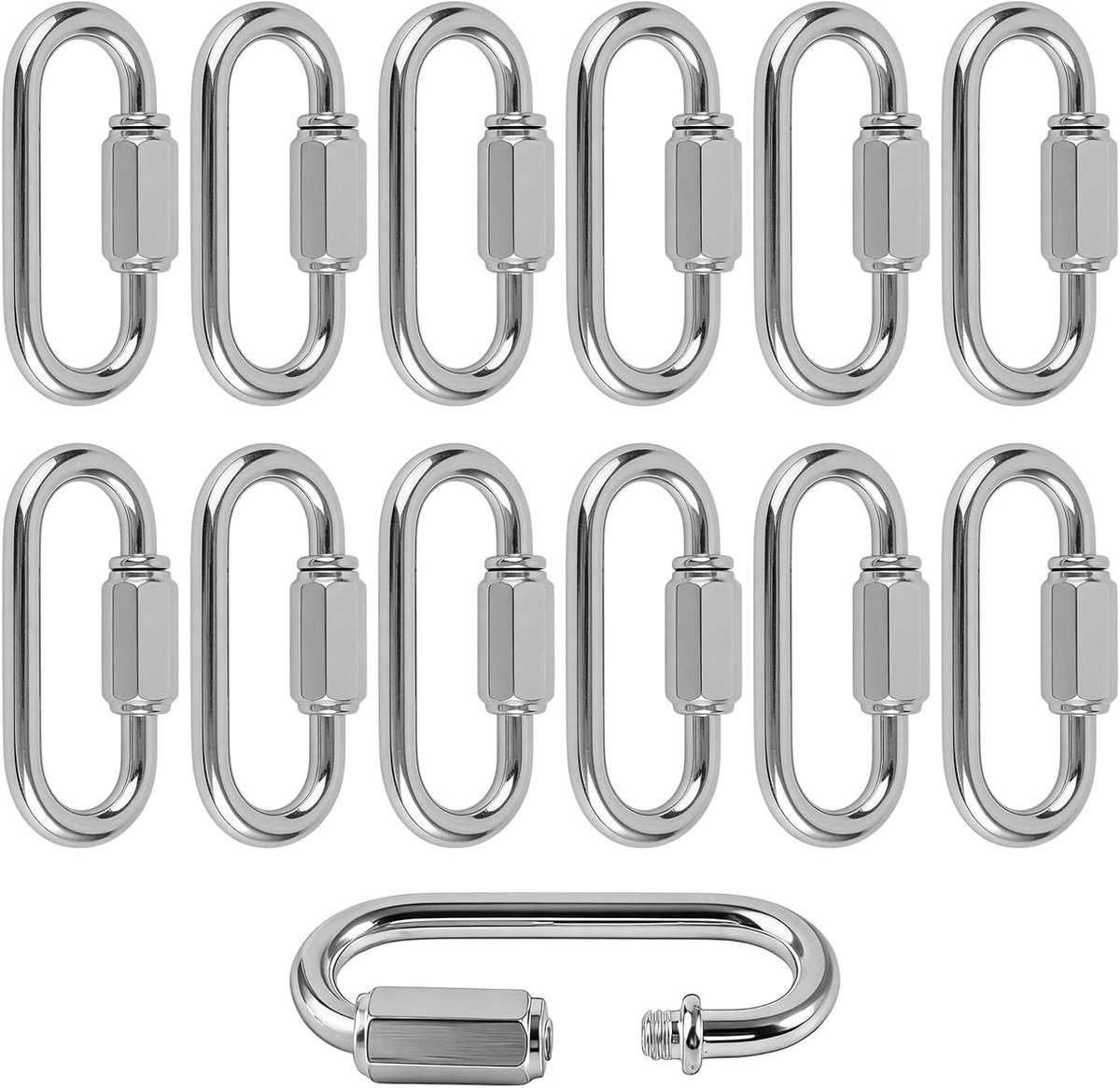 12 Stuks D Vorm Schroef Karabijnhaak Clips voor Camping, Wandelen en Vissen, Robuuste Connectoren met Schroefsluiting, Ideaal voor Outdoor Activiteiten