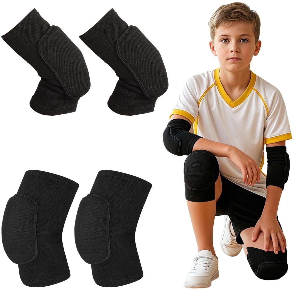 Dailygoods - Knie- en Elleboogbeschermers voor Kinderen - 2 Paar Zacht en Versterkt