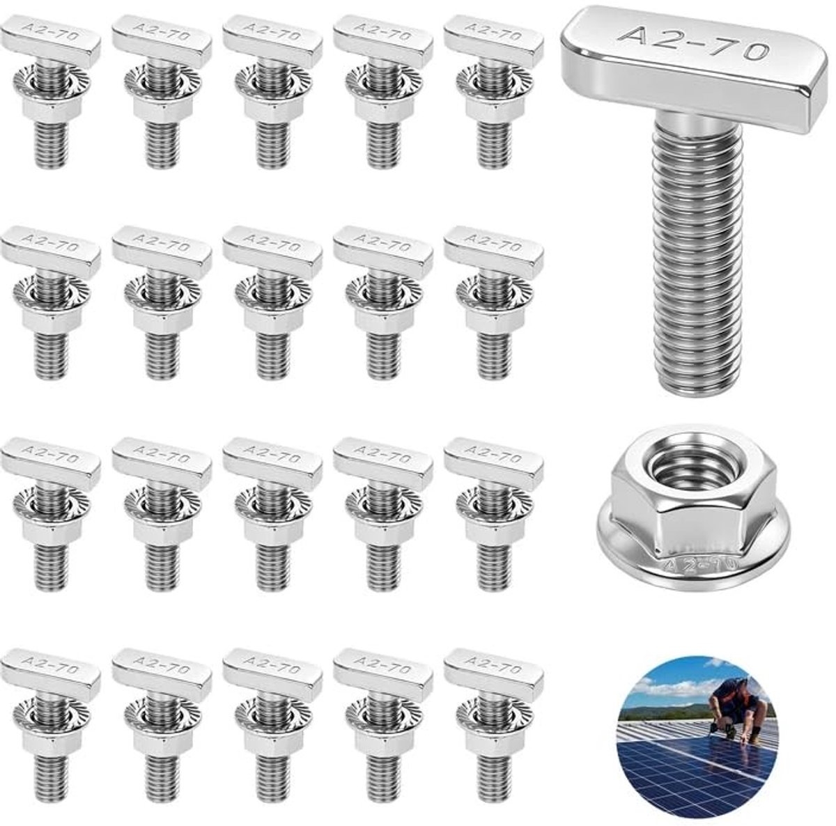 Dailygoods - Hamerkopschroeven M8, 20 Stuks, Roestvrij Staal voor Montage