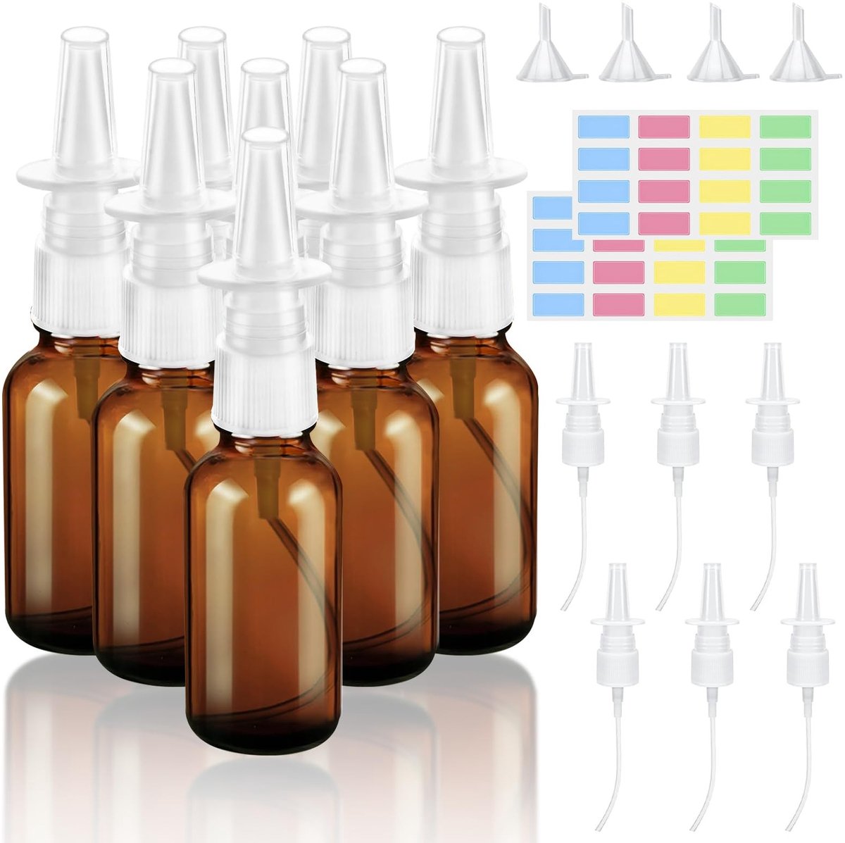 Dailygoods - Neusspray Spuitfles Glas Klein - 8 Stuks 30 ml Navulbare Vervangers