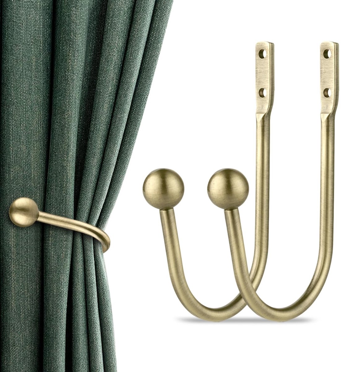 Dailygoods - Gordijnhouders 2 Stuks - Wandgemonteerde Retro Raamhaak voor Huisdecoratie
