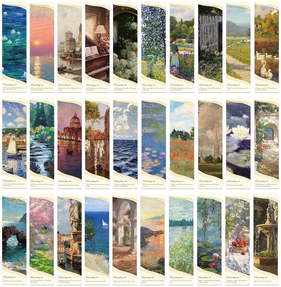 Dailygoods - Olieverfschilderij Bladwijzers Set van 30 Stuks - Artistieke Boekenleggers voor Boekliefhebbers