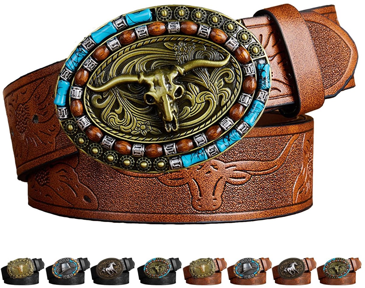 Dailygoods - Western-Leren Gespriem Cowboyriem voor Heren - Authentieke Cowboy-Accessoires