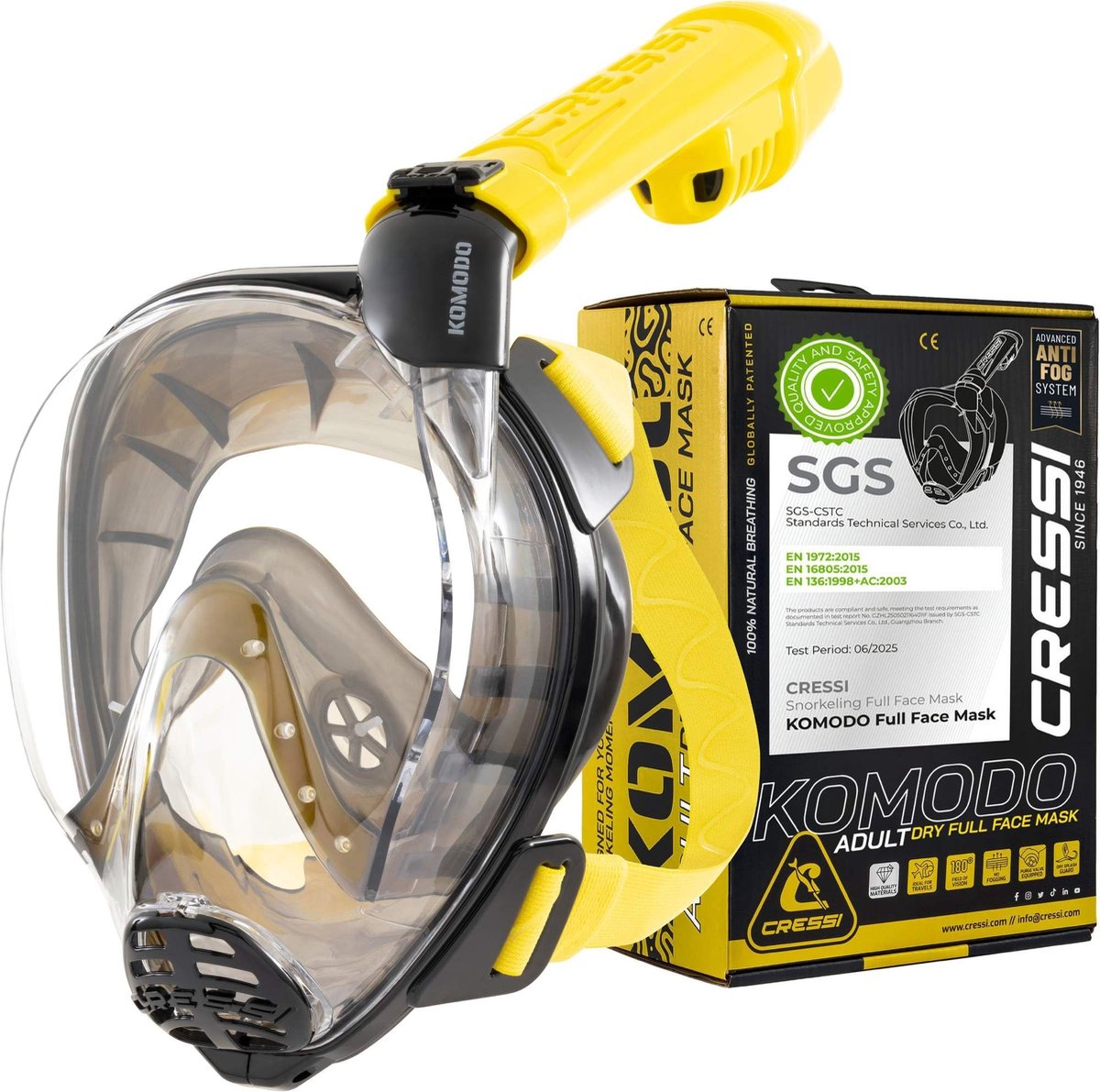 Dailygoods - Komodo Full Face Snorkelmasker - 180° Visie, CO2 Veilig, Anti Fog Silicone