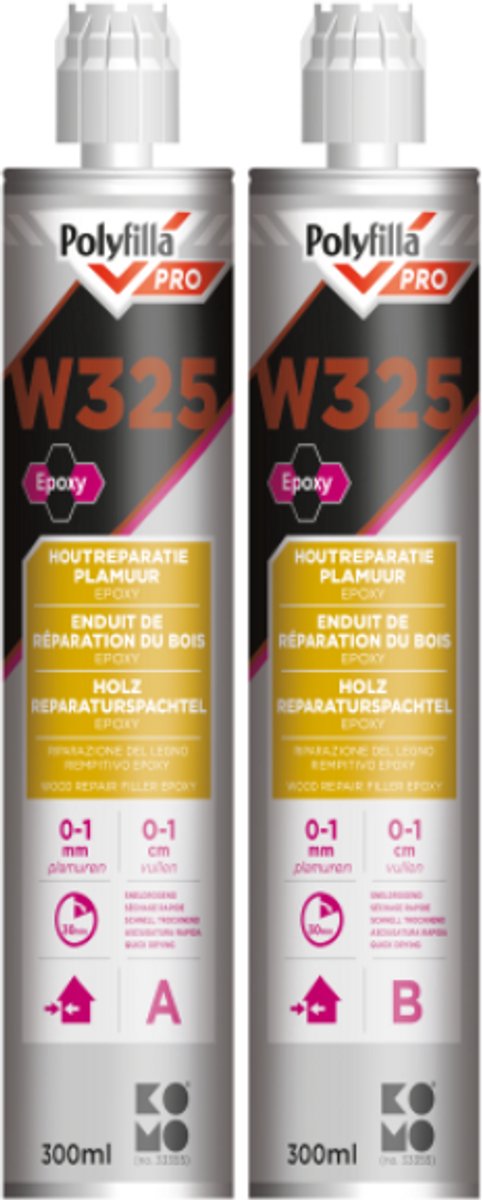 PolyFilla Pro W325 2K Houtreparatieplamuur Epoxy A+B 150ml