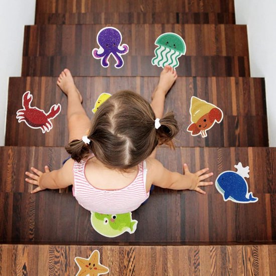 Grote Antislip Bad Stickers met Zee Motieven, 20 Zelfklevende Ontwerpen van 11.5 x 9 cm, Inclusief Premium Schraper voor Veiligheid en Comfort — afbeelding 3
