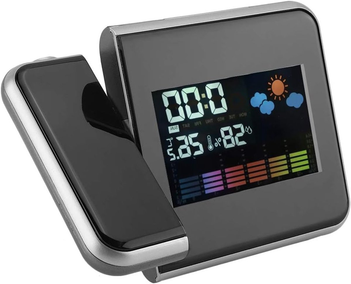 Digitale LED USB Alarmklok met Temperatuurweergave, Weersvoorspelling en Projector voor Slaapkamer en Kantoor – foto 6