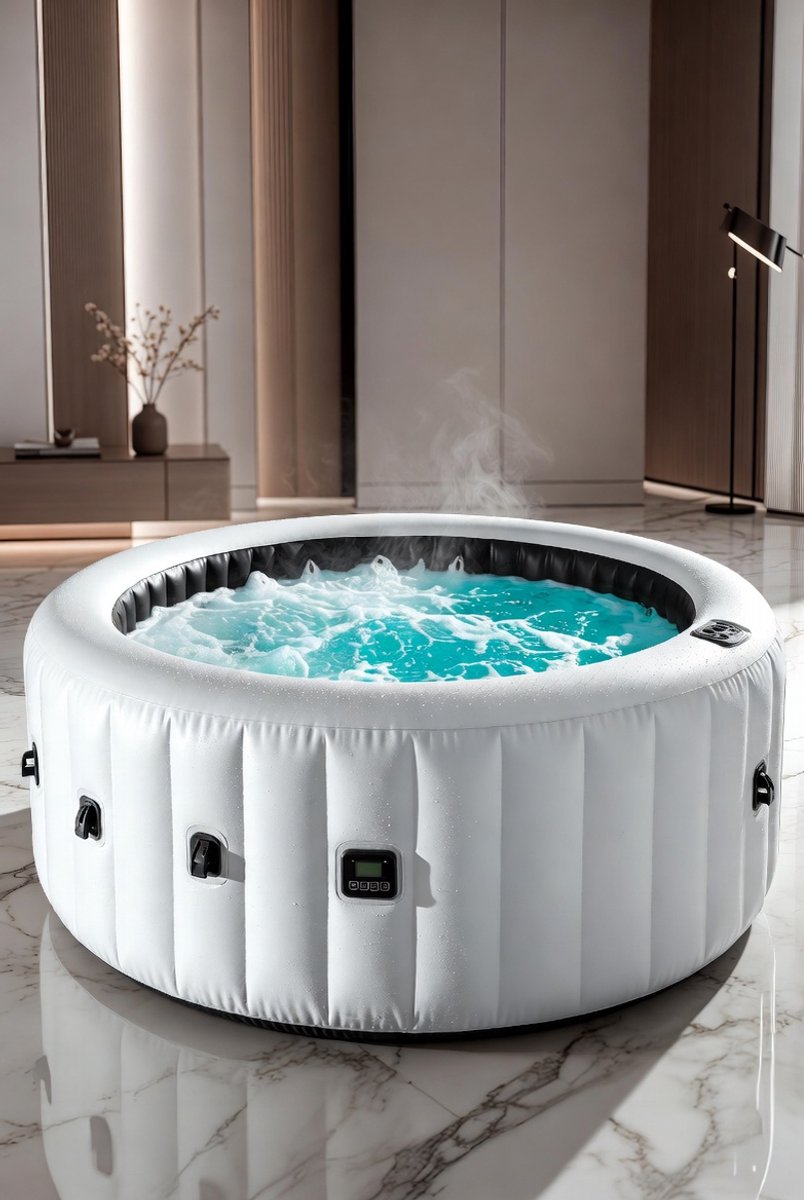 Opblaasbare Outdoor SPA voor 4-6 Personen 206x71 cm – Lekvrije Drop-Stitch Jacuzzi met 150 Massagedüsen – Medahomestore