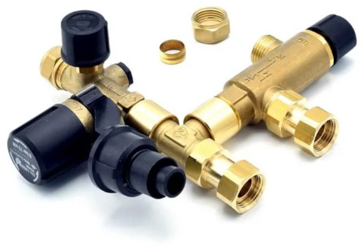 Itho Daalderop Thermostatische Meng-Inlaatcombinatie – Boileraansluitgroep DN15 (15mm Knel) Artikelnummer: 04-00118