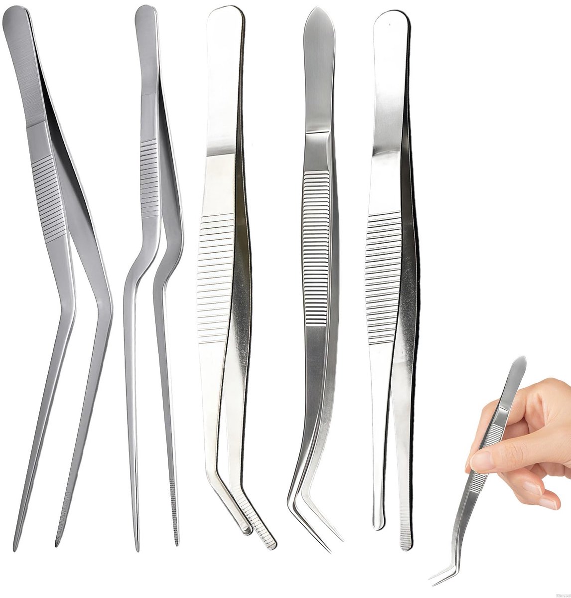 Tweezettenset - 5 Verschillende Ontwerpen, Roestvrij Stalen, 6,3 Inch, Perfect voor Decoratie, Bakken en Koken