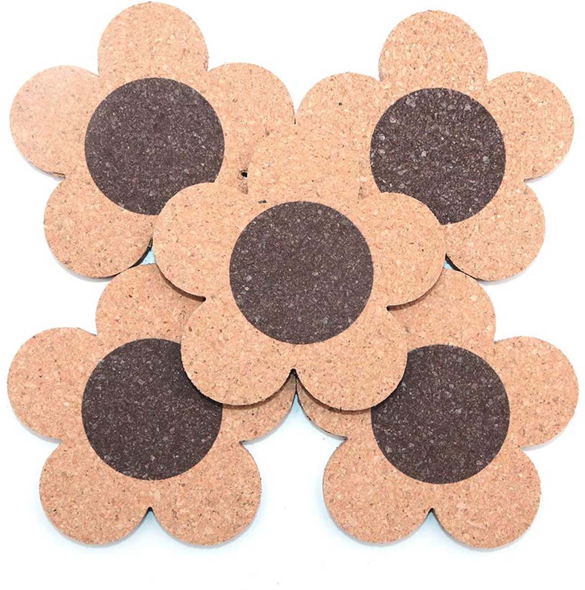5 stuks diameter 4 inch kurkonderzetters pannenlap oppervlaktebeschermers beschermen meubels, vochtabsorberend hittebestendig - bloemvorm