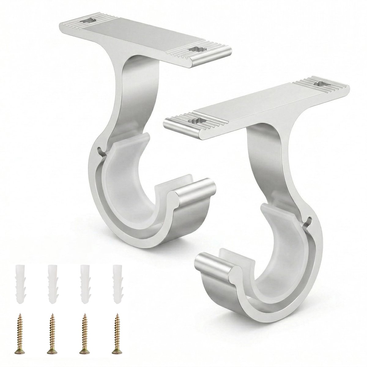 Gordijnroedehouders, gordijnroede van aluminiumlegering voor 23 tot 28 mm, verstelbare gordijnhouders met schroeven voor gordijn of kast (wit)