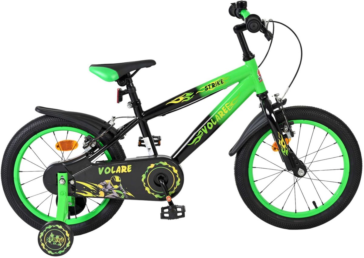 Volare Strike Kinderfiets - Jongens - 16 inch - Groen - Twee Handremmen