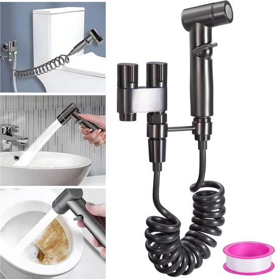 Badkamerkraan Met 1 In- En 2 Uit-Aansluiting - Toiletkraan Splitter - Handdouche Met Dubbele Regelklep Voor Bidet - Dubbele Hendelkraan Voor Bidet En Douche