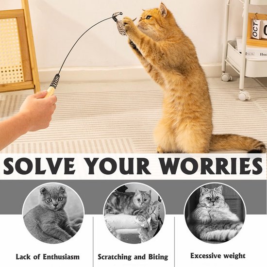 10 stuks reservespeelgoed voor kattenveren met bel, meerkleurig kattenspeelgoed, hengel voor actieve katten, perfect tegen verveling en voor uren speelplezier — afbeelding 5